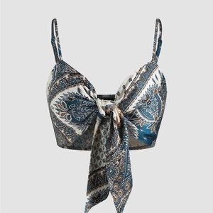 Cider xs multicolor tie front top